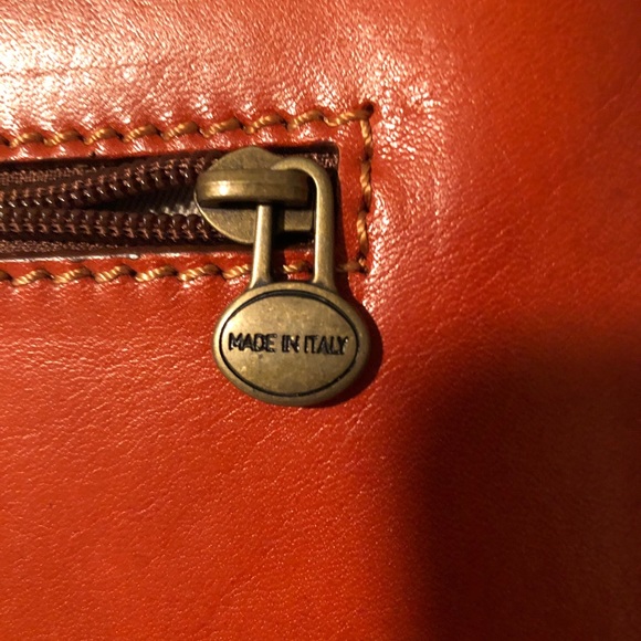 NWOT Spectacular Made in Florence Italy; orange toned leather tote. - Picture 6 of 11